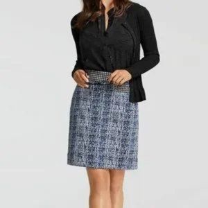 CAbi Elegant Blue and Black Pencil Skirt